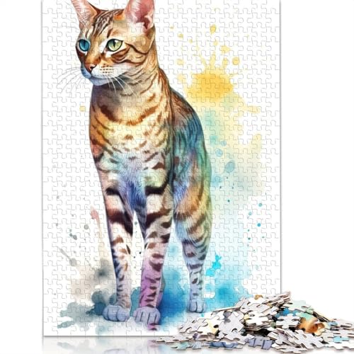 1000 Teile Puzzle mit süßer Bengalkatze, Malpuzzle für Erwachsene, Schwierigkeitsgrad: Puzzle, Lernspielzeug, Spiele, 1000 Stück (75 x 50 cm) von POLIUAWS