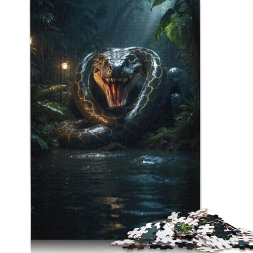 1000 Teile Riesenpuzzle mit smaragdgrüner Schlange, Schwierigkeitsgrad Puzzle für Erwachsene, Lernspiele, Spielzeug, Familiendekoration, 1000 Stück (75 x 50 cm) von POLIUAWS