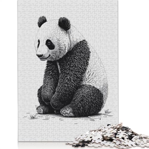 1000 Teile Schwarz-Weiß-Panda-Puzzle, Puzzle für Erwachsene, Schwierigkeitsgrad, Lernspiel, Spielzeug, 1000 Teile (38 x 26 cm) von POLIUAWS