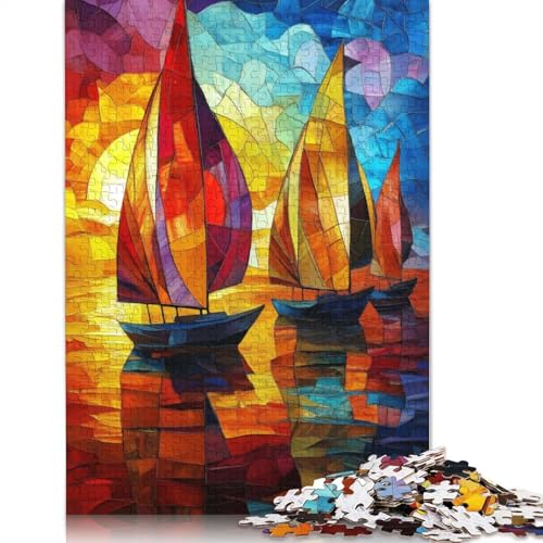 1000 Teile Segelboote bei Sonnenuntergang Puzzles Puzzle Schwierigkeitsgrad Puzzle Lernspiele Spielzeug 1000 Stück (75x50cm) von POLIUAWS