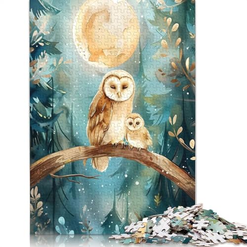 1000 Teile Silent Branch – Twilight Owls Nursery Niedliches Tierpuzzle für Erwachsene, Papier, Puzzle, Lernspiel, Herausforderungsspielzeug (75 x 50 cm) von POLIUAWS