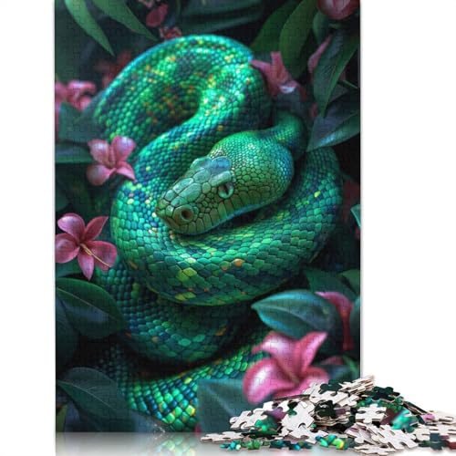 1000 Teile Smaragdgrüne Schlangen-Puzzles, Schwierigkeitsgrad Puzzle, Lernspiele, Spielzeug, 1000 Stück (38 x 26 cm) von POLIUAWS