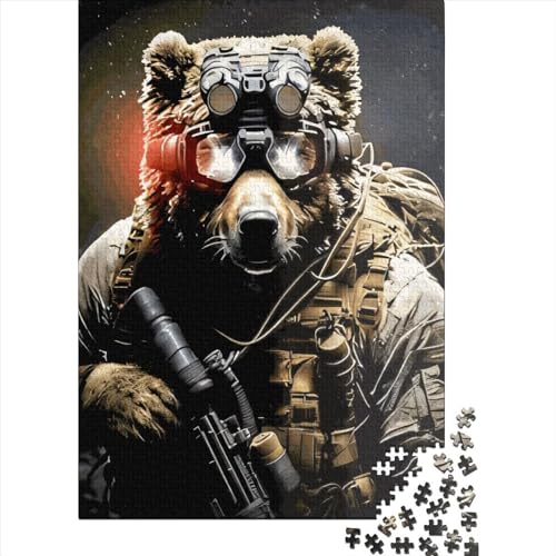 1000 Teile Soldat Bär Puzzle für Erwachsene Jugendliche Holzpuzzle Lernspiel Herausforderung Spielzeug 1000 Teile (75x50cm) von POLIUAWS