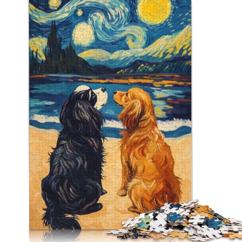 1000 Teile Sternennacht-Hunde-Puzzles, Schwierigkeitsgrad Puzzle, Lernspiele, Spielzeug, 1000 Stück (75 x 50 cm) von POLIUAWS