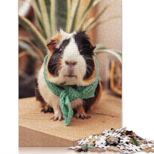 1000 Teile Süßes Meerschweinchen im Schal Puzzle Schwierigkeitsgrad Puzzles Lernspiele Spielzeug 1000 Stück (75x50cm) von POLIUAWS