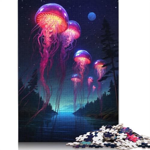 1000 Teile Synthwave Quallen-Puzzles Puzzle Schwierigkeitsgrad Puzzle Lernspiele Spielzeug 1000 Stück (75x50cm) von POLIUAWS