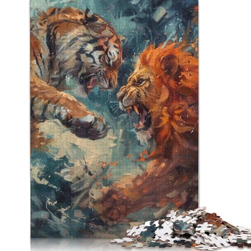 1000 Teile Tiger-Löwe Abstrakte Kunst Puzzle Schwierigkeitsgrad Puzzles Lernspiele Spielzeug 1000 Stück (38x26cm) von POLIUAWS