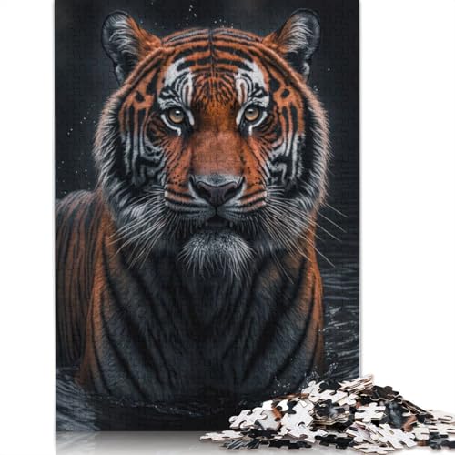 1000 Teile Tiger Steht im Fluss Puzzles, Schwierigkeitsgrad für Erwachsene, entspannende Spiele, Spielzeug, 1000 Teile (38 x 26 cm) von POLIUAWS