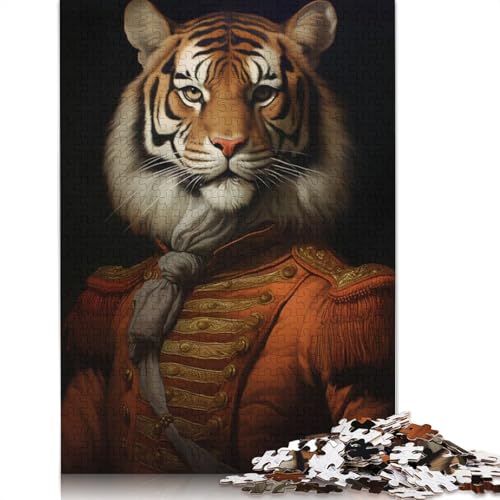 1000 Teile Tigerkönig Tiermalerei-Puzzle, Schwierigkeits-Puzzle, Lernspiel, Spielzeug, Familiendekoration, 1000 Teile (38 x 26 cm) von POLIUAWS