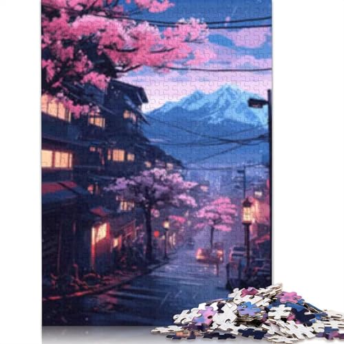 1000 Teile Tokyo Sakura Street Puzzle für Erwachsene, Halloween-Geschenk, Papier-Puzzles für Erwachsene, Familienspaß und Spieleabend, 1000 Teile (38 x 26 cm) von POLIUAWS