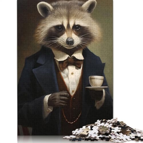 1000 Teile Waschbär im Anzug, Puzzle, Schwierigkeitsgrad, Lernspiele, Spielzeug, 1000 Teile (75 x 50 cm) von POLIUAWS