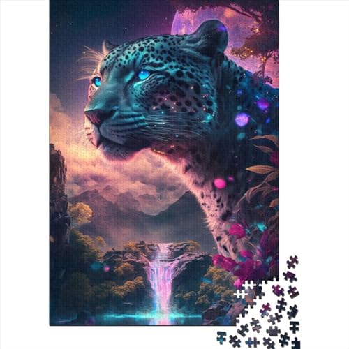 1000 Teile Wasserfall Puzzle mit Jaguar für Erwachsene, Halloween-Geschenk, pädagogisches Lernspielzeug, 1000 Teile (38 x 26 cm) von POLIUAWS