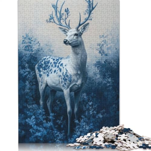 1000 Teile Weißer Hirsch im Wald Puzzle Puzzle für Erwachsene Schwierigkeitsgrad Puzzle Lernspiel Spielzeug Familiendekoration 1000 Teile (75x50cm) von POLIUAWS