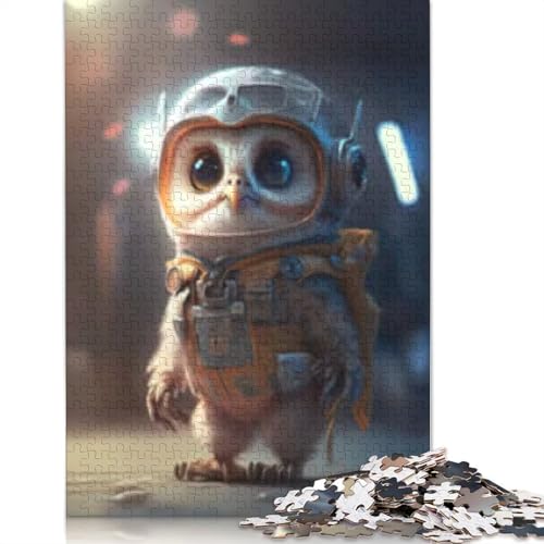 1000 Teile Weltraum-Eule Astronaut Puzzle für Erwachsene, Halloween-Geschenk, Papierpuzzle für Teenager, einzigartige Geschenke für Zuhause und Geschenke, 1000 Teile (38x26cm) von POLIUAWS