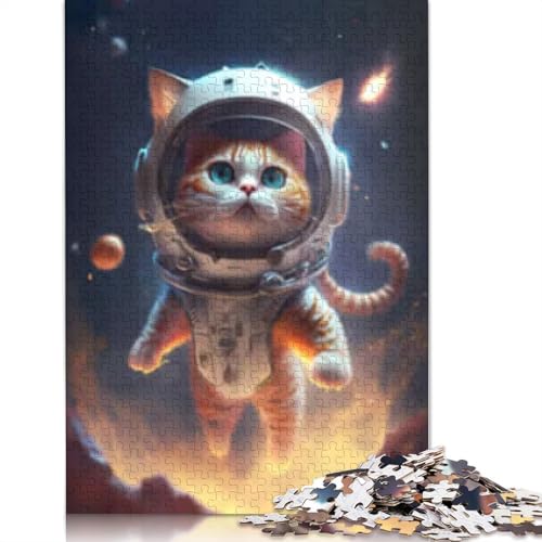 1000 Teile Weltraumkatze Astronaut Puzzle für Erwachsene Teenager, Lernspielzeug auf Papier, 1000 Teile (38x26cm) von POLIUAWS