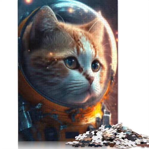 1000 Teile Weltraumkatze Puzzle für Erwachsene, Halloween-Geschenk, Papierpuzzles für Erwachsene und Jugendliche, 1000-teiliges Lernpuzzle (38x26cm) von POLIUAWS