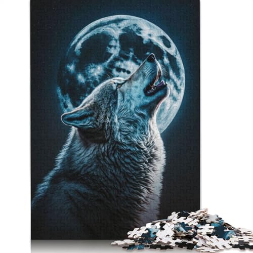 1000 Teile Wolf heult den Mond an Puzzle Schwierigkeitsgrad Puzzle Lernspiel Spielzeug 1000 Teile (38x26cm) von POLIUAWS