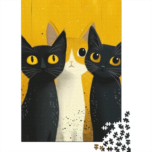 1000 Teile niedliches Katzen-Puzzle, Holzpuzzle für Erwachsene, Lernspiel, Herausforderung, Spielzeug, 1000 Teile (75 x 50 cm) von POLIUAWS