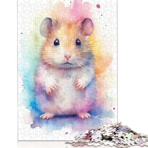 1000 Teile süßes Aquarell-Hamster-Puzzle, Puzzle für Erwachsene, Schwierigkeitsgrad, Lernspiel, Spielzeug, 1000 Teile (75 x 50 cm) von POLIUAWS