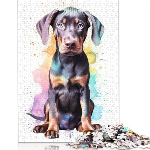 1000 Teile süßes Baby-Dobermann-Welpen-Puzzle, Schwierigkeitsgrad Puzzle, Lernspiel, Spielzeug, 1000 Teile (38 x 26 cm) von POLIUAWS