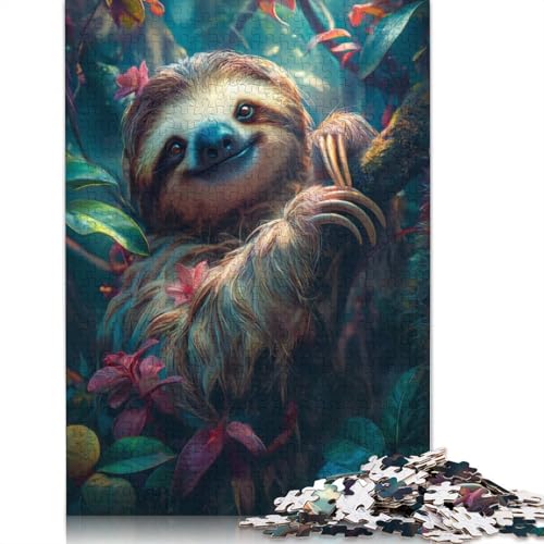 1000 Teile süßes Faultier-Tropenwald-Puzzle, Schwierigkeitsgrad: Puzzle, Lernspiel, Spielzeug, 1000 Teile (38 x 26 cm) von POLIUAWS