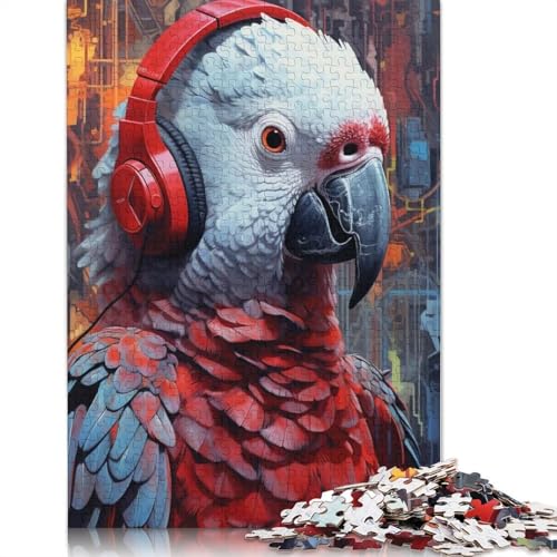 1000-teiliger Graupapagei für Erwachsene, schwieriges Puzzle aus Papier für Erwachsene, 1000 Teile (38 x 26 cm) von POLIUAWS