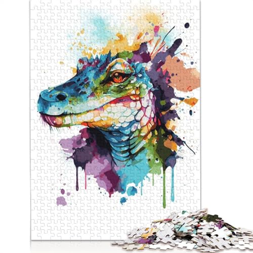 1000-teiliges Aquarell-Krokodil-Puzzle, Schwierigkeitsgrad, Lernspiele, Spielzeug, 1000 Stück (38 x 26 cm) von POLIUAWS
