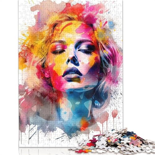 1000-teiliges Aquarell-Mädchen-Puzzle für Erwachsene und Jugendliche, nachhaltiges Holzpuzzle für Erwachsene | 1000-teilige Spiele (75x50cm) von POLIUAWS