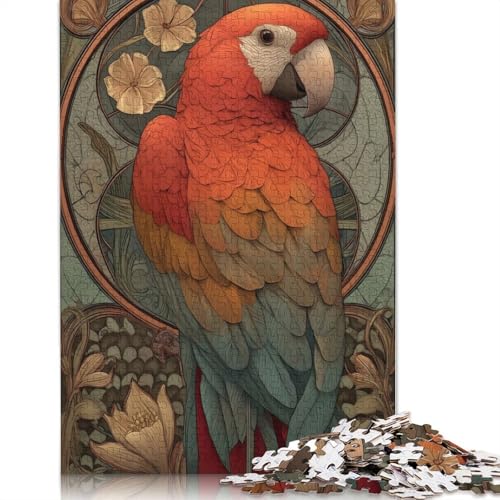 1000-teiliges Art-Deco-Papagei-Puzzle für Erwachsene und Teenager, Lernspiele für Zuhause, DIY-Spielzeug, 1000 Stück (75 x 50 cm) von POLIUAWS