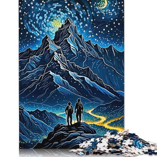 1000-teiliges Bergsteiger-Sternennacht-Puzzle für Erwachsene, Papierpuzzle, Puzzle, Lernspiel, Herausforderungsspielzeug, 1000 Stück (75 x 50 cm) von POLIUAWS