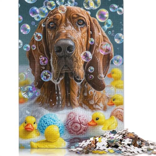1000-teiliges Bloodhound-Hunde-Puzzle für Erwachsene, Puzzle, Lernspiel, Herausforderungsspielzeug, 1000 Stück (38 x 26 cm) von POLIUAWS