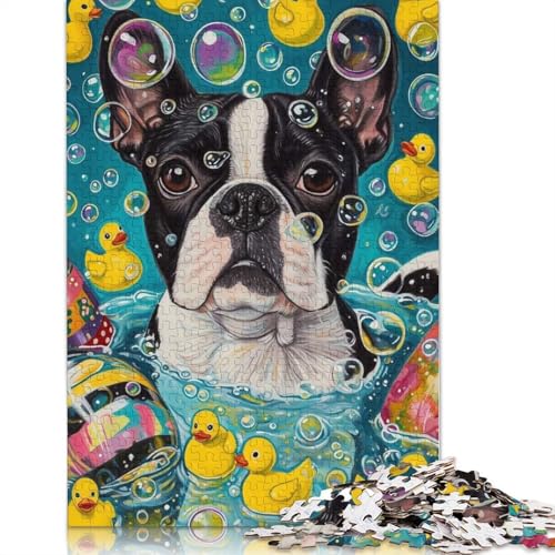 1000-teiliges Boston Terrier-Puzzle für Erwachsene, Puzzle, Puzzle für Erwachsene, einzigartige Heimdekoration und Geschenke, 1000 Teile (38 x 26 cm) von POLIUAWS