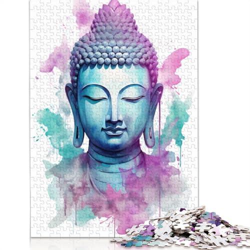 1000-teiliges Buddha-Aquarell-Kunst-Puzzle für Erwachsene und Teenager. Puzzle für Familienspaß und Spieleabende. 1000 Teile (38 x 26 cm) von POLIUAWS