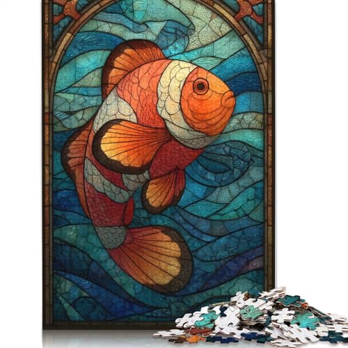 1000-teiliges Clownfisch-Puzzle mit Buntglaskunst für Erwachsene und Teenager, 1000 Teile (75 x 50 cm) von POLIUAWS
