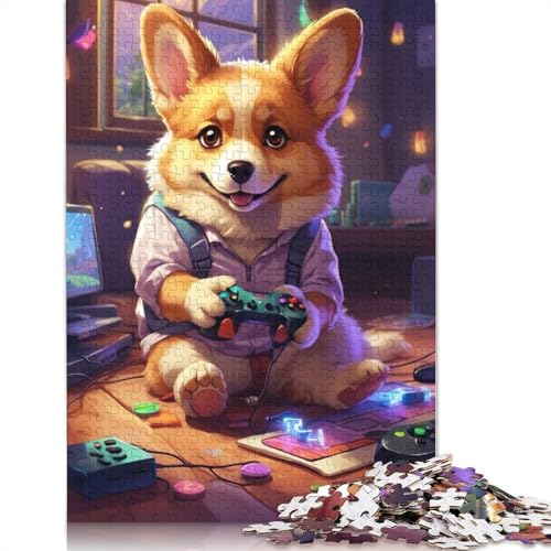 1000-teiliges Corgi-Hunde-Puzzle, Schwierigkeitsgrad, Lernspiele, Spielzeug, 1000 Teile (38 x 26 cm) von POLIUAWS