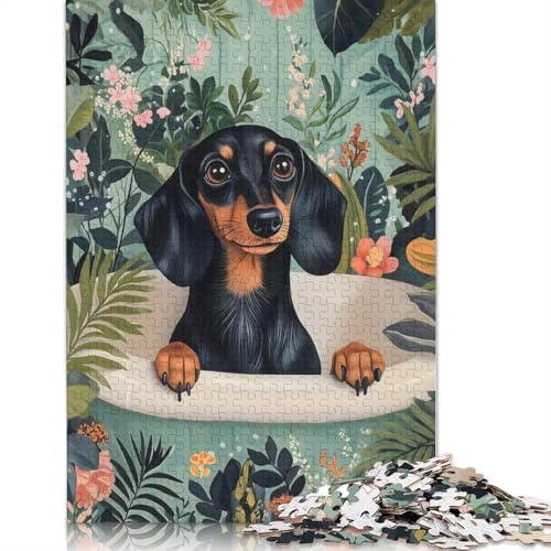 1000-teiliges Dackel-Puzzle in Einer Badewanne für Erwachsene, Puzzle für Erwachsene und Jugendliche ab 12 Jahren, 1000 Teile (75 x 50 cm) < von POLIUAWS