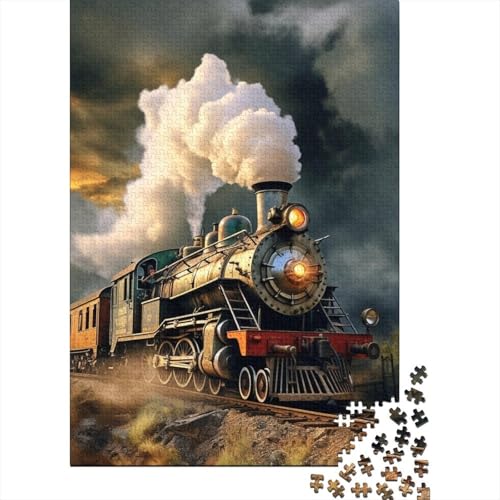 1000-teiliges Dampfzug-Puzzle für Erwachsene und Jugendliche. Holzpuzzle für Erwachsene und Jugendliche ab 12 Jahren. 1000 Teile (38 x 26 cm). von POLIUAWS