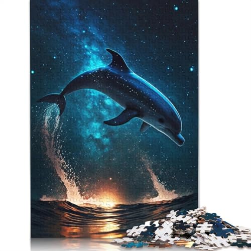1000-teiliges Delphin-Weltraum-Puzzle, Schwierigkeitsgrad Puzzle, Lernspiel, Spielzeug, 1000 Stück (75 x 50 cm) von POLIUAWS