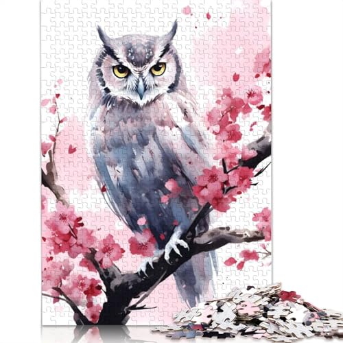 1000-teiliges Eulen-Aquarell-Puzzle für Erwachsene, Lernspielzeug, Familienspiele, Geburtstagsgeschenke, 1000 Stück (75 x 50 cm) von POLIUAWS