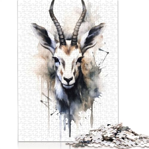1000-teiliges Gazelle Beauty Black Ink Puzzle für Erwachsene, Schwierigkeitsgrad Puzzles, Lernspielzeug, Spiele, Familiendekoration, 1000 Stück (75 x 50 cm) von POLIUAWS