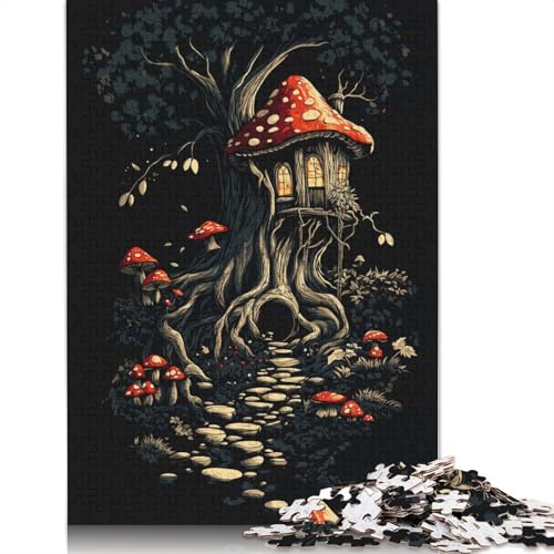 1000-teiliges Goblincore – Pilzhaus in den Papieren, Puzzle für Erwachsene, Puzzle, Lernspiel, Herausforderungsspielzeug (75 x 50 cm) von POLIUAWS