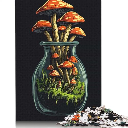 1000-teiliges Goblincore-Puzzle „Pilze in einem Glas“ für Erwachsene und Jugendliche, 1000 Teile (75 x 50 cm) von POLIUAWS