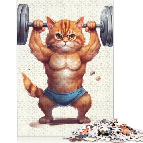 1000-teiliges Gym-Cat-Puzzle für Erwachsene, Puzzle für Familienzeit, Gehirn-Herausforderung, 1000 Teile (38 x 26 cm) von POLIUAWS