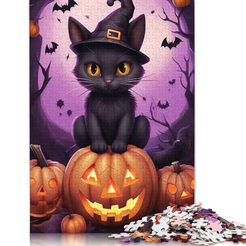 1000-teiliges Halloween-Katzen-Puzzle für Erwachsene, Papierpuzzle, Lernspiel für Jugendliche, 1000 Teile (38 x 26 cm) von POLIUAWS