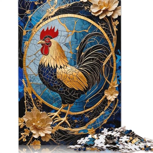 1000-teiliges Hühner-Hahn-Kintsugi-Kunstpuzzle für Erwachsene, Papierpuzzles, Puzzles, Lernspiel, Herausforderungsspielzeug, 1000 Stück (38 x 26 cm) von POLIUAWS