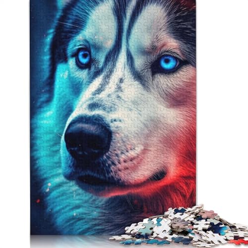 1000-teiliges Husky-Gesicht-Puzzle, Schwierigkeitsgrad, Lernspiele, Spielzeug, 1000 Stück (75 x 50 cm) von POLIUAWS