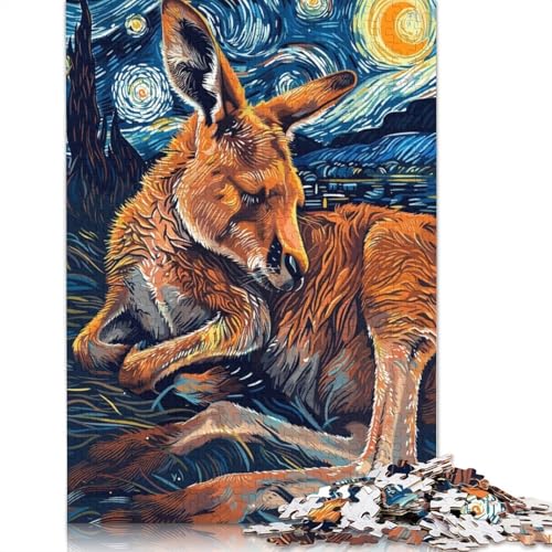 1000-teiliges Känguru-Puzzle im Sternennacht-Stil für Erwachsene und Teenager. Puzzle für Familienspaß und Spieleabende. 1000 Teile (38 x 26 cm) von POLIUAWS