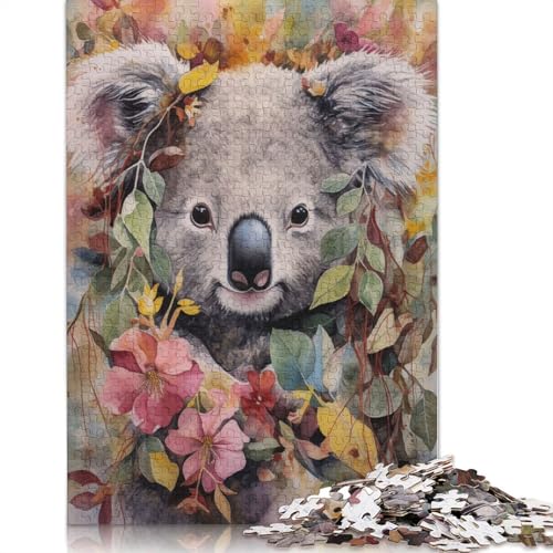 1000-teiliges Koala-Blüten-Puzzle, Schwierigkeitsgrad für Erwachsene, entspannendes Spiel, Spielzeug, 1000 Stück (75 x 50 cm) von POLIUAWS
