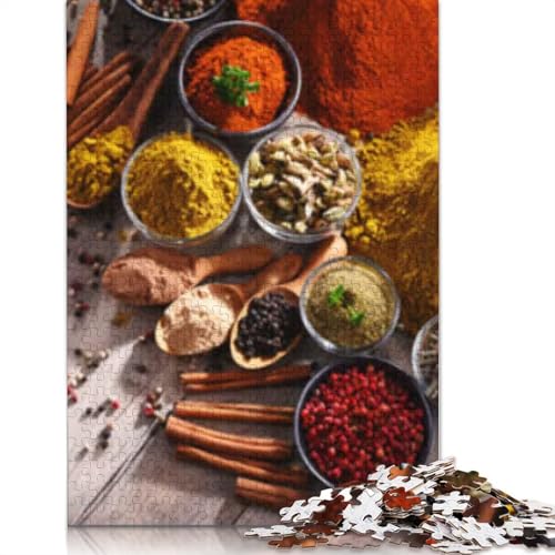1000-teiliges Kräuter- und Gewürzpuzzle für Teenager, Holzpuzzle für Erwachsene, Lernspiele für Zuhause, DIY-Spielzeug, 1000 Teile (75 x 50 cm) von POLIUAWS