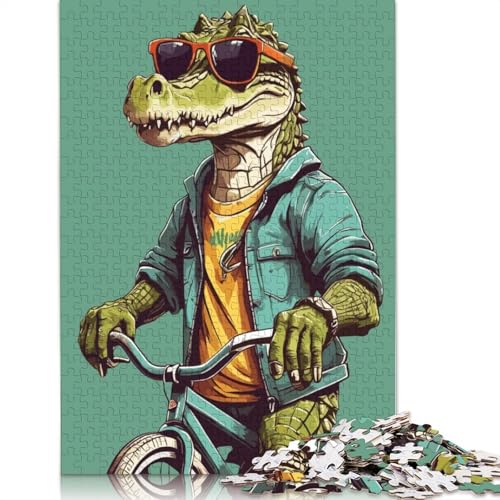 1000-teiliges Krokodil, das auf einem BMX reitet. Puzzle für Erwachsene. Puzzle für die Familienzeit. Gehirn-Herausforderung. 1000 Teile (38 x 26 cm) von POLIUAWS